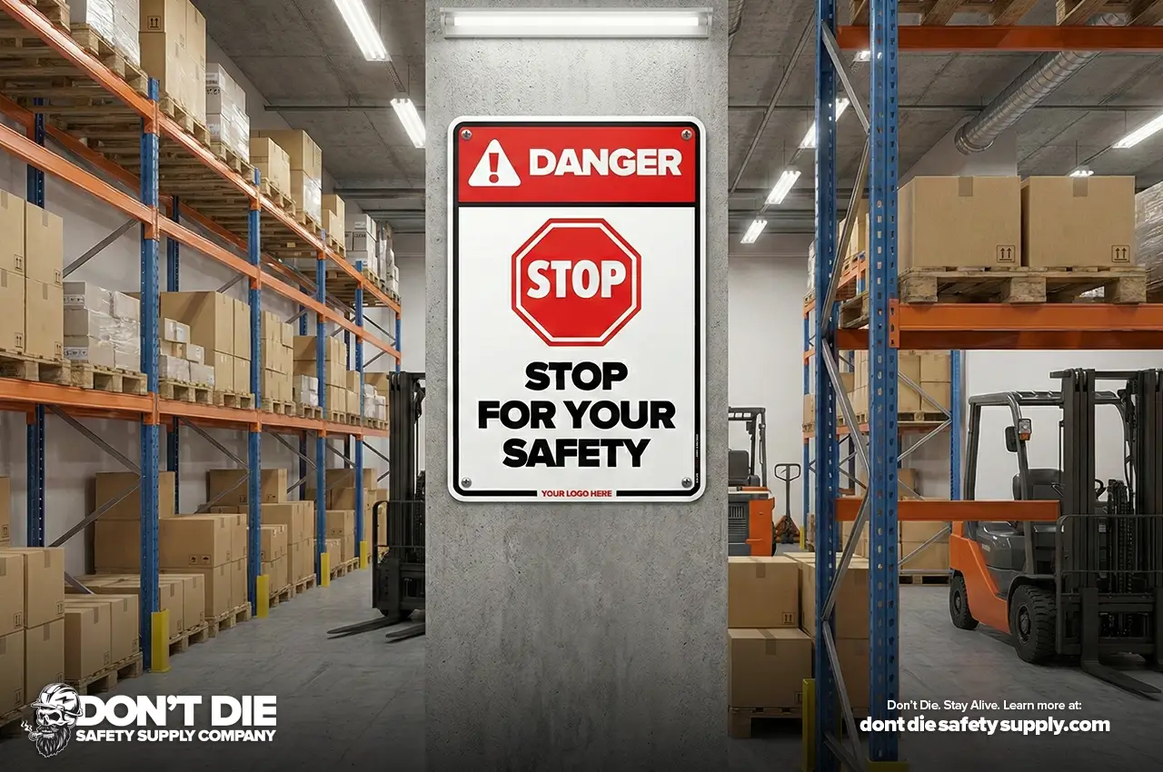 Workplace Stop and Danger Sign (Warehouse)