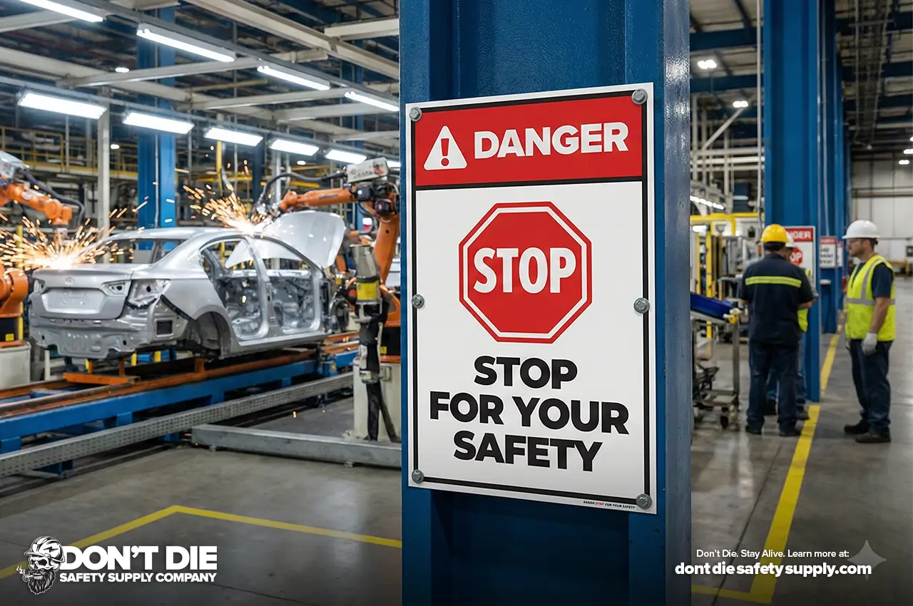 Workplace Stop and Danger Sign (Assembly Line)