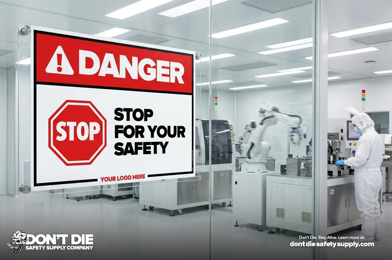 Workplace Stop and Danger Sign (Pharmaceutical Facility)