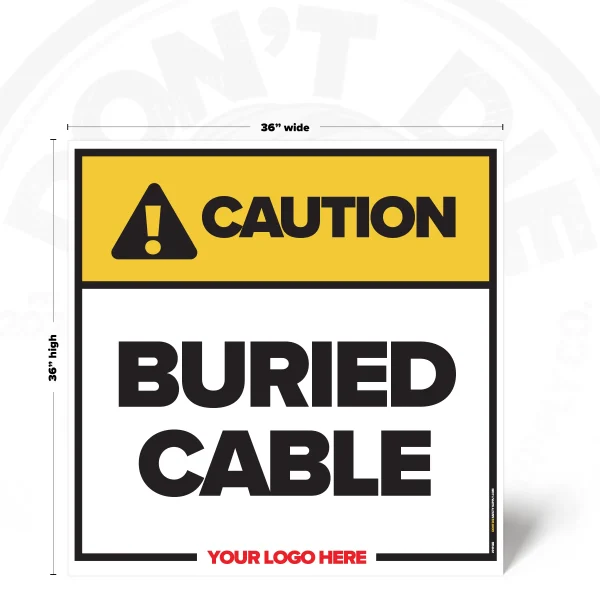 Buried Cable Safety Sign, 36 × 36 inch, iconless design, SKU 01128B