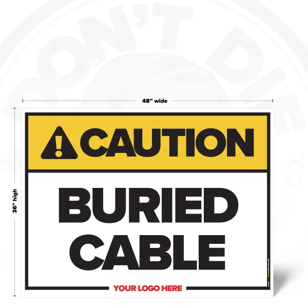 Buried Cable Safety Sign, 36 × 48 inch, iconless design, SKU 01128B