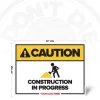 Caution Construction in Progress safety sign, 24 x 32 inch layout with construction worker pictogram