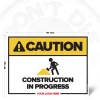 Caution Construction in Progress safety sign, 36 x 48 inch layout with construction worker pictogram