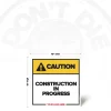Caution Construction in Progress safety sign, 12 x 12 inch iconless warning design