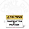 Caution Construction in Progress safety sign, 12 x 16 inch iconless warning design