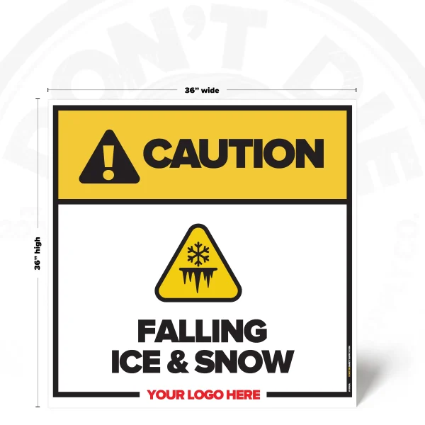 Caution Falling Ice & Snow safety sign, 36 x 36 inch design with falling ice warning pictogram