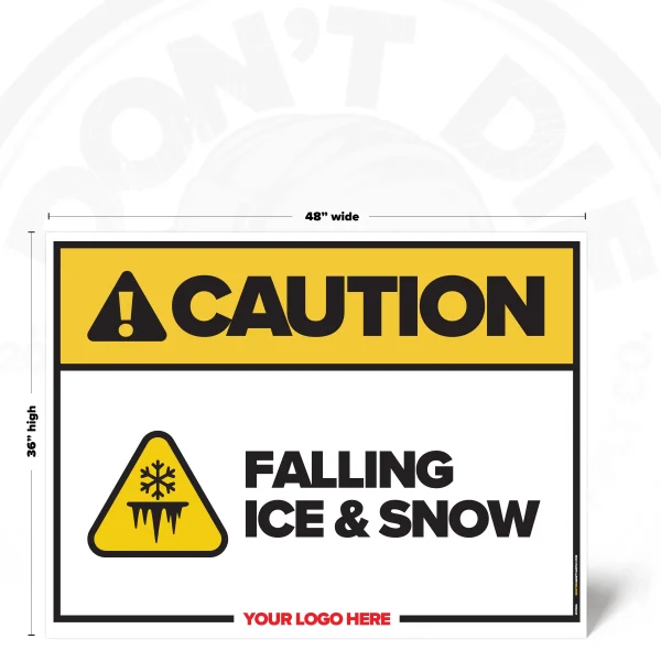 Caution Falling Ice & Snow safety sign, 36 x 48 inch design with falling ice warning pictogram