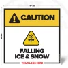 Caution Falling Ice & Snow safety sign, 48 x 48 inch design with falling ice warning pictogram