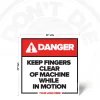 24"x24" Keep Fingers Clear Safety Sign for industrial workplaces
