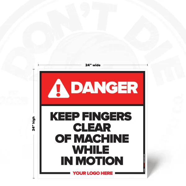 24"x24" Keep Fingers Clear Safety Sign for industrial workplaces