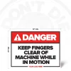 24"x32" Keep Fingers Clear Safety Sign for manufacturing environments