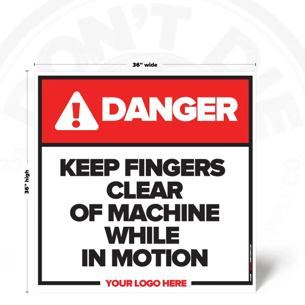 36"x36" Keep Fingers Clear Safety Sign for safety visibility in industrial workplaces