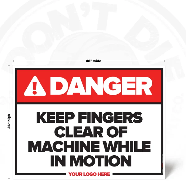 36"x48" Keep Fingers Clear Safety Sign used in facility entrances