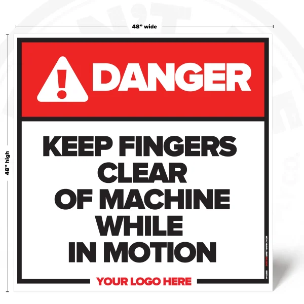 48"x48" Keep Fingers Clear Safety Sign for safety visibility in active jobsites