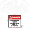 12"x12" Keep Fingers Clear Safety Sign for manufacturing environments