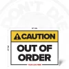 Out of Order safety sign, 24 × 32 inch, yellow CAUTION header and bold black warning text, iconless design