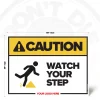 Watch Your Step caution safety sign, 36 x 48 inch layout with tripping hazard pictogram