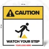 Watch Your Step caution safety sign, 48 x 48 inch layout with tripping hazard pictogram